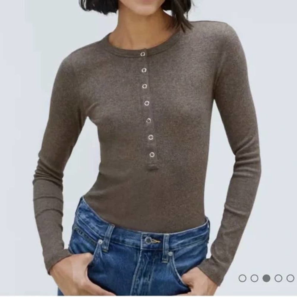 Everlane The Pima Micro Rib Long-Sleeve Henley